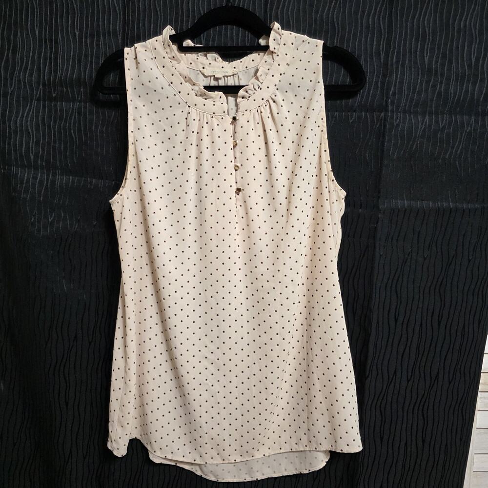 41 Hawthorn Prinsloo Pale Pink Polka Dot Ruffle Sleeveless Blouse Size XS